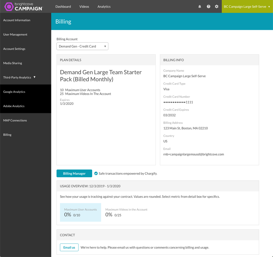 Main billing page