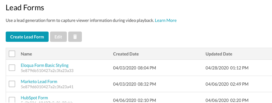 lead forms listing