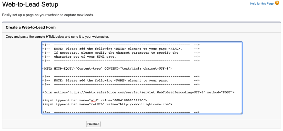 salesforce form html